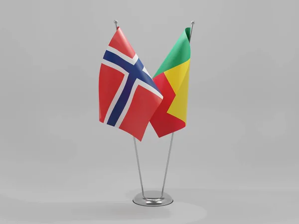 Benin Norvégia Együttműködési Zászlók Fehér Háttér Render — Stock Fotó