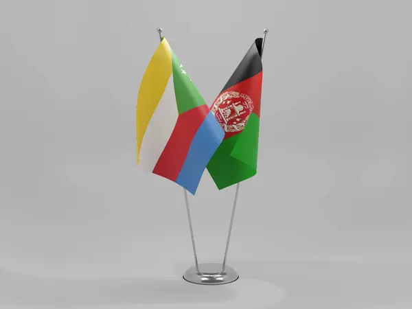 Αφγανιστάν Κομόρες Σημαίες Συνεργασίας Λευκό Φόντο Render — Φωτογραφία Αρχείου