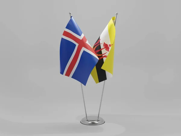 Brunej Islandské Vlajky Spolupráce Bílé Pozadí Vykreslování — Stock fotografie