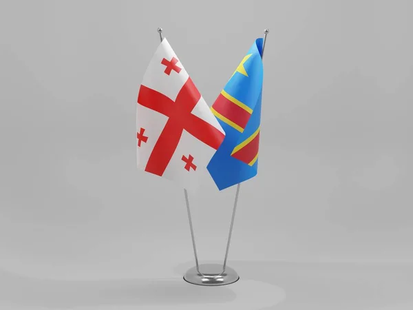 Λαϊκή Δημοκρατία Του Κονγκό Σημαίες Συνεργασίας Γεωργίας Λευκό Φόντο Render — Φωτογραφία Αρχείου