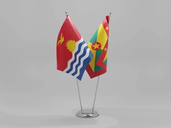 Grenada Kiribati Együttműködési Zászlók Fehér Háttér Render — Stock Fotó