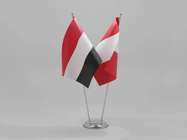 Banderas Cooperación Perú Yemen Fondo Blanco Render — Foto de Stock