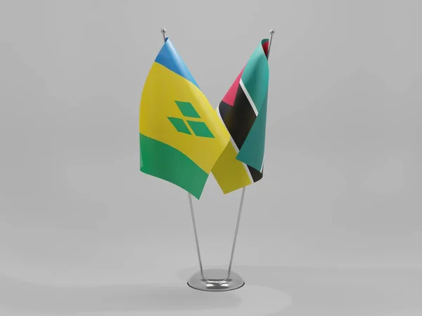 Mozambico Saint Vincent Grenadine Bandiere Cooperazione Sfondo Bianco Render — Foto Stock