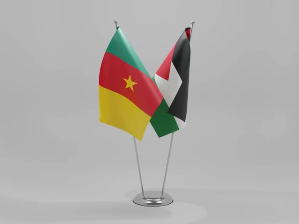 Jordánsko Kamerunské Vlajky Spolupráce Bílé Pozadí Vykreslování — Stock fotografie
