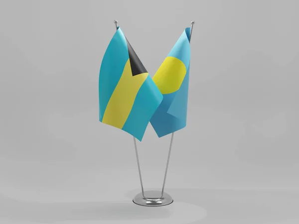 Palau Bahamas Cooperation Flags White Background Render — Stock Photo, Image