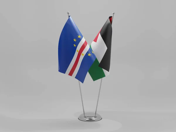 Σημαίες Συνεργασίας Παλαιστίνης Πράσινου Ακρωτηρίου Λευκό Φόντο Render — Φωτογραφία Αρχείου