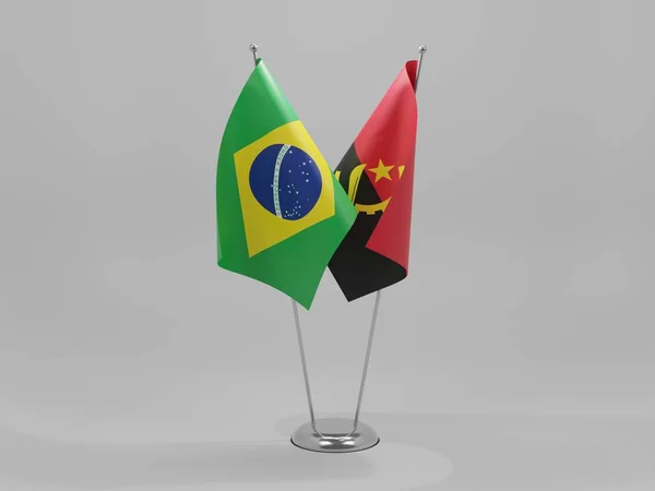 Angola Brazil Cooperation Flags White Background Render — Stock Photo, Image