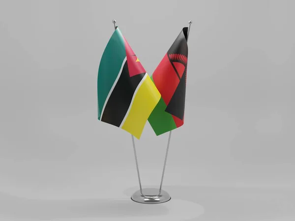 Malawi Moçambique Flaggor För Samarbete Vit Bakgrund Render — Stockfoto