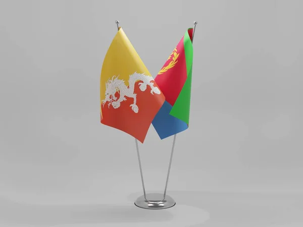 Eritrea Bandiere Cooperazione Del Bhutan Sfondo Bianco Render — Foto Stock