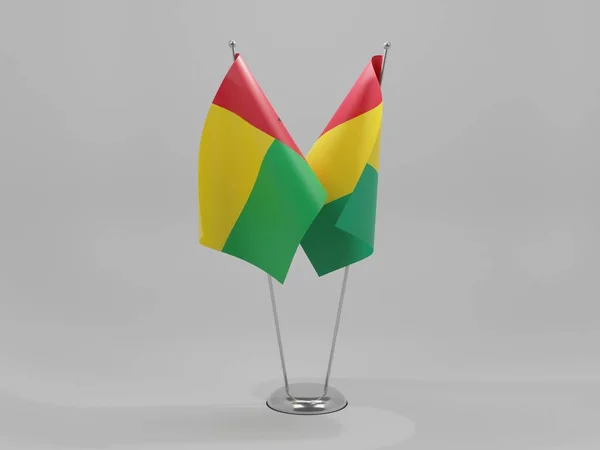 Banderas Cooperación Guinea Guinea Bissau Fondo Blanco Render —  Fotos de Stock