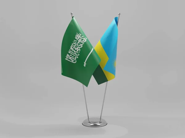 Ρουάντα Σαουδική Αραβία Συνεργασία Σημαίες Λευκό Φόντο Render — Φωτογραφία Αρχείου