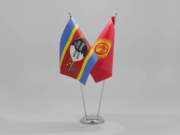 Kyrgyzstán Vlajky Spolupráce Svazijska Bílé Pozadí Vykreslování — Stock fotografie