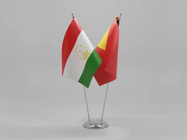 Timor Wschodni Tadżykistan Flagi Współpracy Białe Tło Render — Zdjęcie stockowe