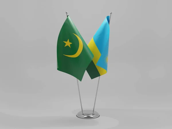 Rwanda Mauritania Cooperation Flags White Background Render — стокове фото
