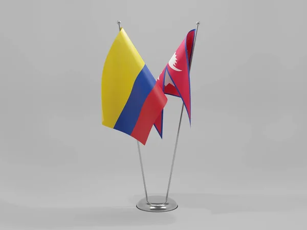 Népal Drapeaux Coopération Colombie Fond Blanc Render — Photo