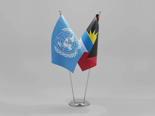 アンティグア バーブーダ 国連協力旗 白の背景 3Dレンダリング — ストック写真