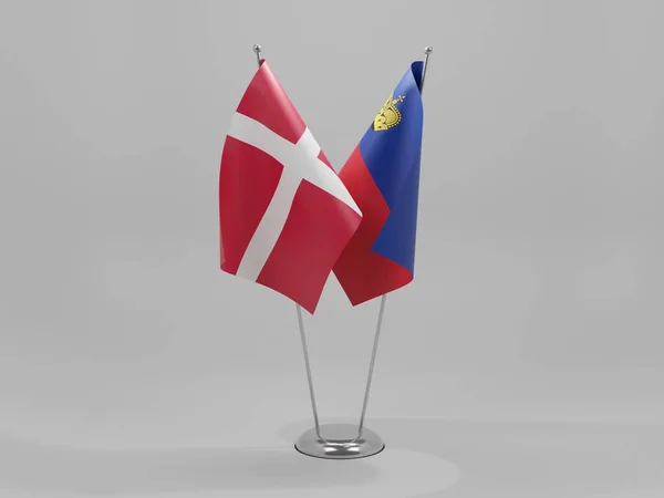 Liechtenstein Danemark Drapeaux Coopération Fond Blanc Render — Photo