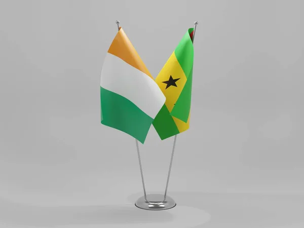 Sao Tome Und Principe Côte Ivoire Flaggen Der Zusammenarbeit Weißer — Stockfoto