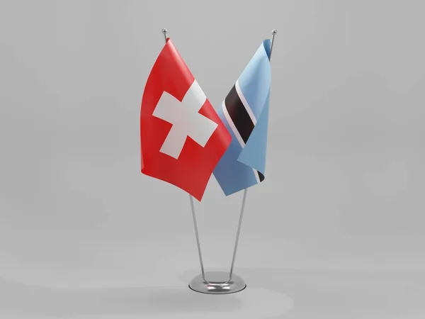 Botswana Schweiz Kooperationsfahnen Weißer Hintergrund Render — Stockfoto