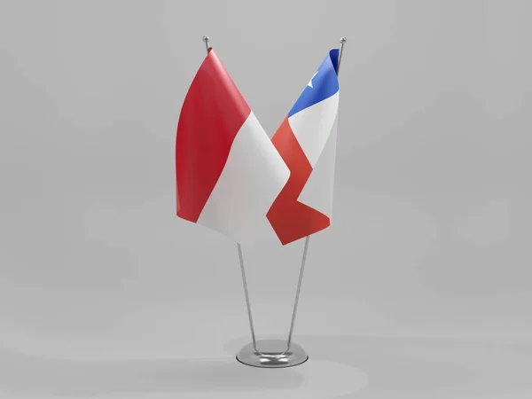 Banderas Cooperación Chile Indonesia Fondo Blanco Render — Foto de Stock