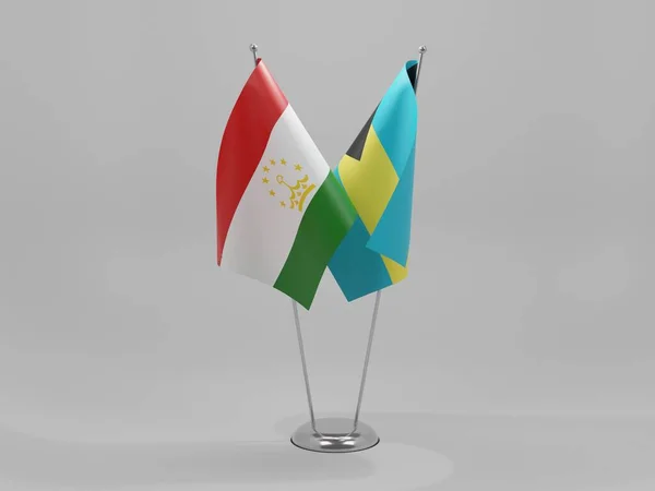Bahamas Bandeiras Cooperação Tajiquistão Fundo Branco Render — Fotografia de Stock