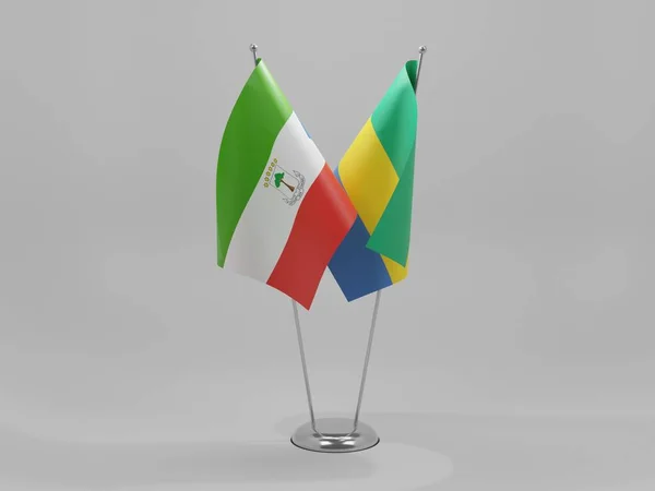 Gabon Flagi Współpracy Gwinei Równikowej Białe Tło Render — Zdjęcie stockowe