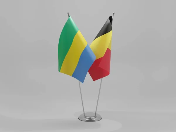 벨기에 Gabon Cooperation Flags White Background Render — 스톡 사진