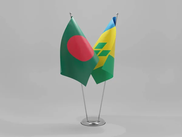 Saint Vincent Grenadines Bangladesh Cooperation Flags White Background Render — 스톡 사진