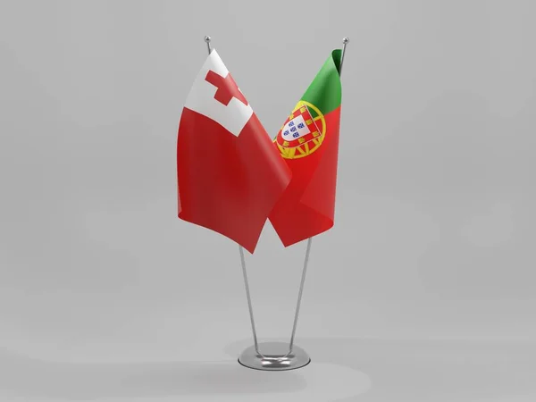 포르투갈 Tonga Cooperation Flags White Background Render — 스톡 사진