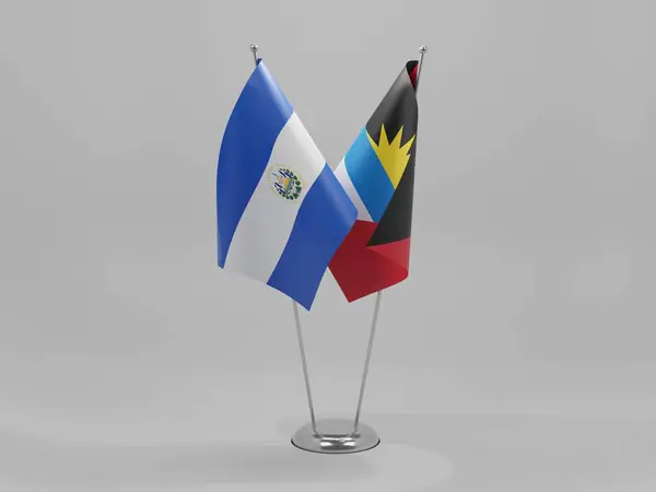 Antigua Barbuda Flagi Współpracy Salwadoru Białe Tło Render — Zdjęcie stockowe