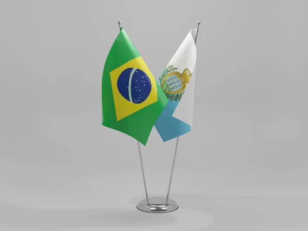 Banderas Cooperación San Marino Brasil Fondo Blanco Render —  Fotos de Stock