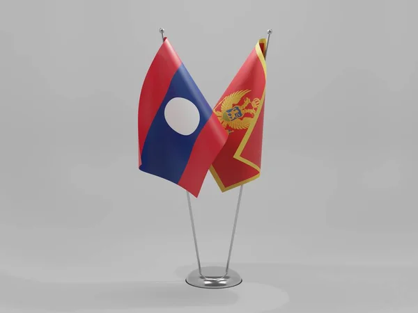 Черногория Лаос Флаги Сотрудничества Белый Фон Рендер — стоковое фото