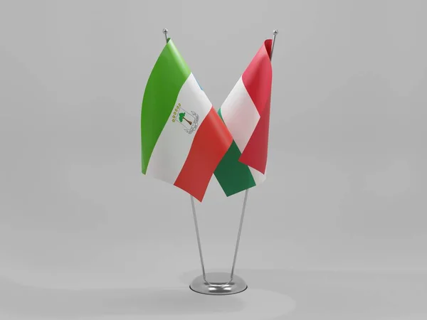 Ουγγαρία Ισημερινή Γουινέα Συνεργασία Σημαίες Λευκό Φόντο Render — Φωτογραφία Αρχείου