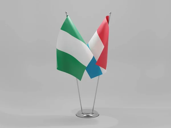 ルクセンブルク ナイジェリア協力旗 白の背景 3Dレンダリング — ストック写真