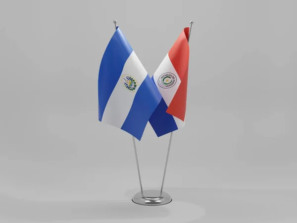 Paraguay Salvador Samenwerking Vlaggen Witte Achtergrond Render — Stockfoto