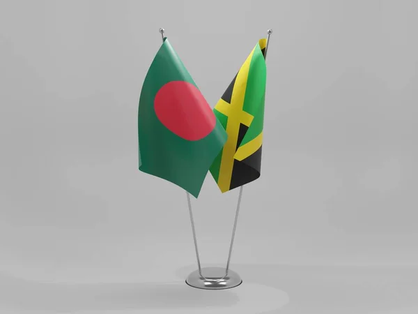 ジャマイカ バングラデシュ協力旗 白背景 3Dレンダリング — ストック写真