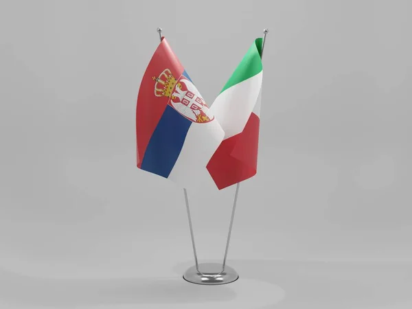 Itália Sérvia Bandeiras Cooperação Fundo Branco Render — Fotografia de Stock