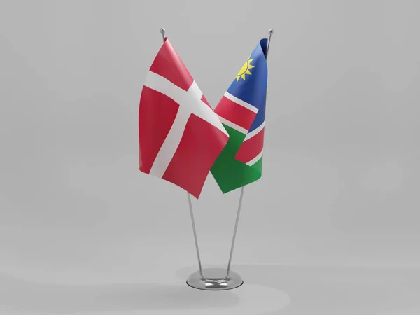 Namibia Banderas Cooperación Dinamarca Fondo Blanco Render — Foto de Stock