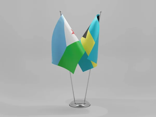 Bahamy Džibutské Vlajky Spolupráce Bílé Pozadí Vykreslování — Stock fotografie