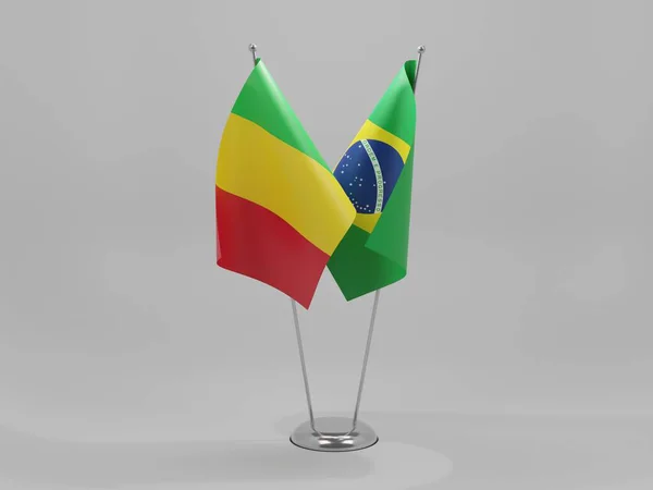 Brazil Mali Cooperation Flags White Background Render — 스톡 사진