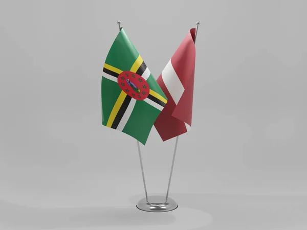 Letonia Banderas Cooperación Dominica Fondo Blanco Render —  Fotos de Stock