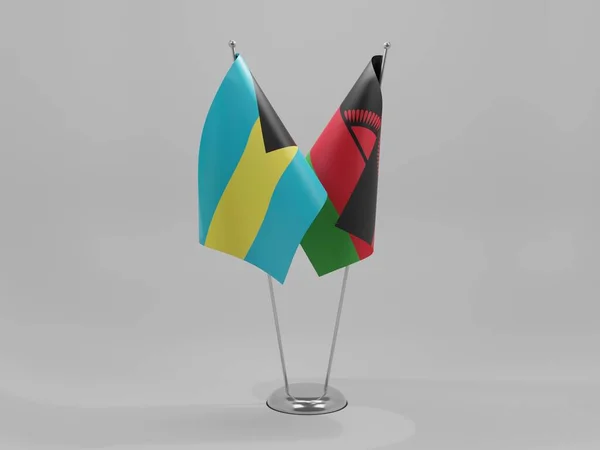 Μαλάουι Μπαχάμες Συνεργασία Σημαίες Λευκό Φόντο Render — Φωτογραφία Αρχείου