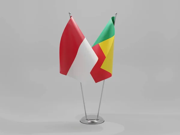 Benin Banderas Cooperación Indonesia Fondo Blanco Render — Foto de Stock