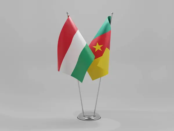 Kamerun Magyarország Együttműködési Zászlók Fehér Háttér Render — Stock Fotó