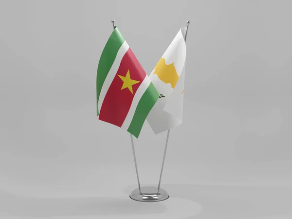Ciprus Suriname Együttműködési Zászlók Fehér Háttér Render — Stock Fotó