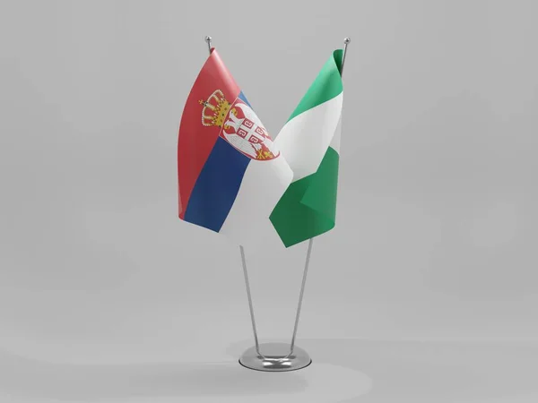 Νιγηρία Συνεργασία Της Σερβίας Σημαίες Λευκό Φόντο Render — Φωτογραφία Αρχείου
