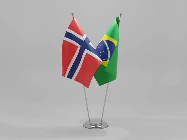 Brazil Norway Cooperation Flags White Background Render — Stock Photo, Image