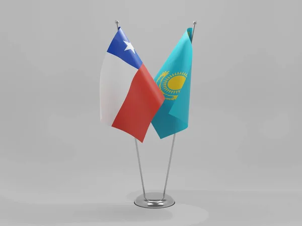 Kazachstán Chile Spolupráce Vlajky Bílé Pozadí Vykreslování — Stock fotografie