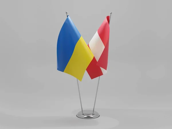 Autriche Ukraine Drapeaux Coopération Fond Blanc Render — Photo