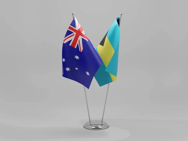 Bahamy Austrálie Spolupráce Vlajky Bílé Pozadí Vykreslování — Stock fotografie